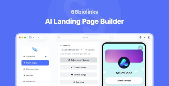 Bio Link & URL Tools Script — Bio Links / URL Shortener source code preview